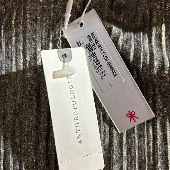 Anthropologie Cosabella grey gold shimmer pleat cami tank top new large - Picture 4 of 4